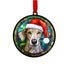 Greyhound in Santa Hat Suncatcher Decoration
